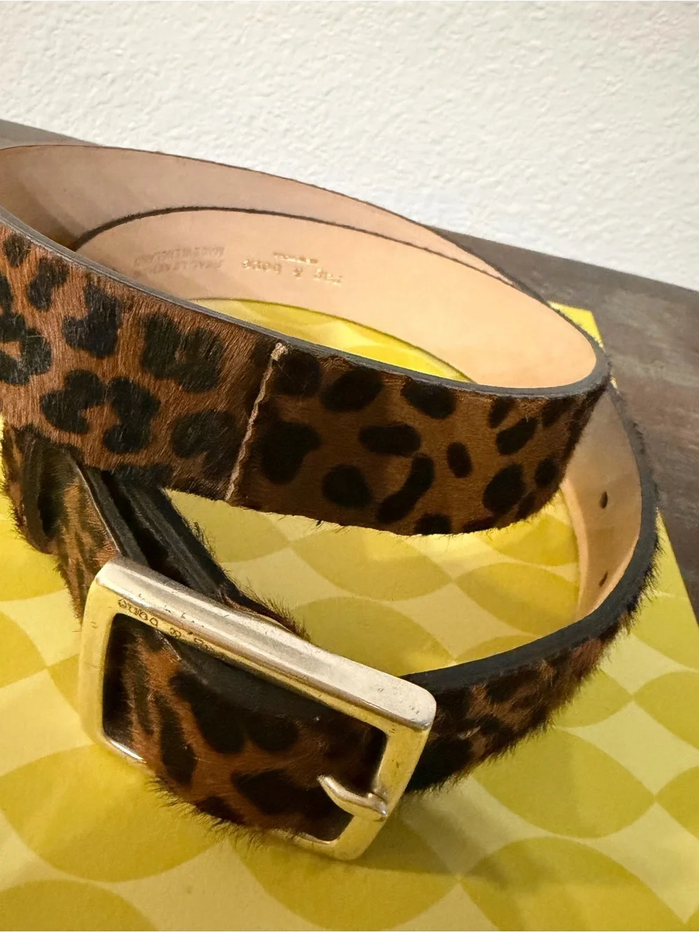 Rag & Bone Leopard Print Haircalf Belt with Silver Buckle Sz S